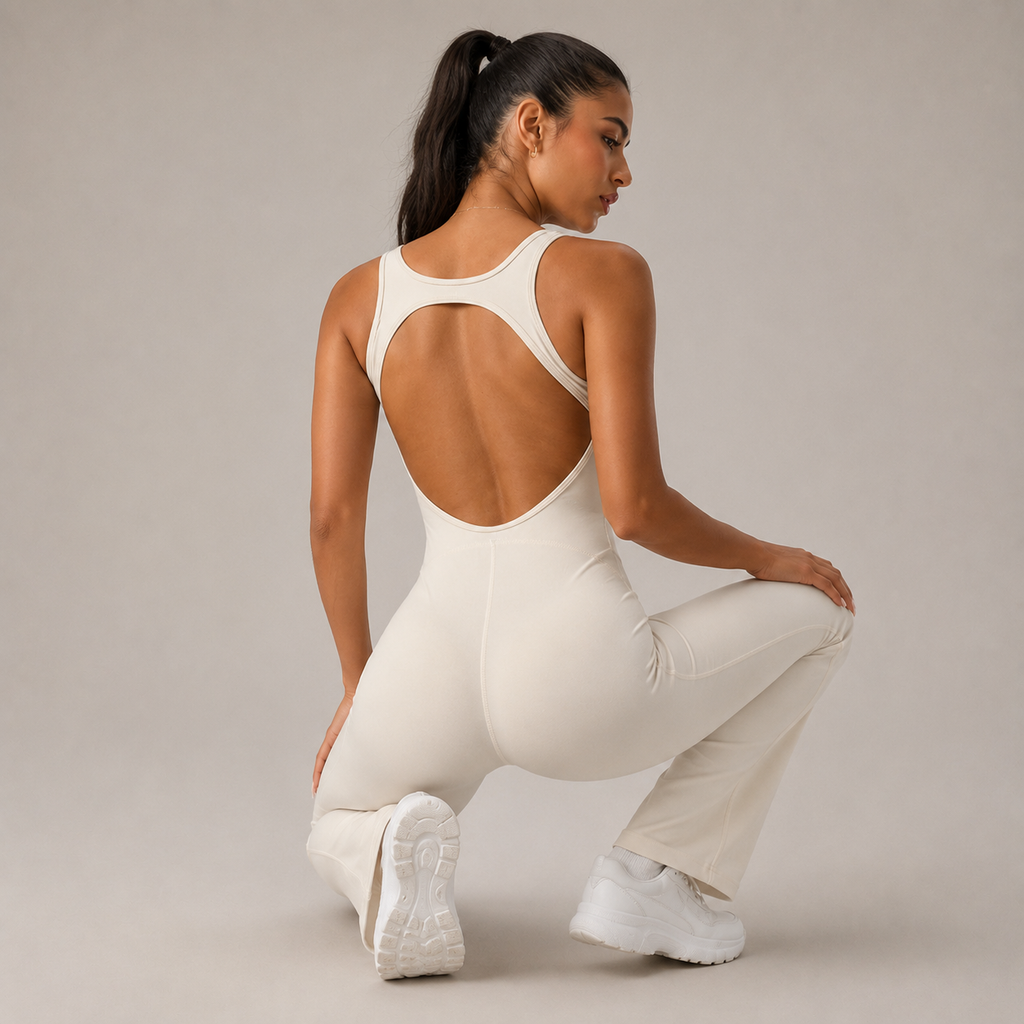 Horn yoga jumpsuit beautiful back elastic body shaping fitness suit tight fitting vest sportswear for women