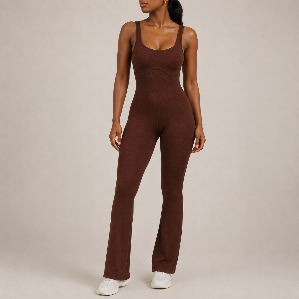 Scoop Neck Wide Strap Active Jumpsuit