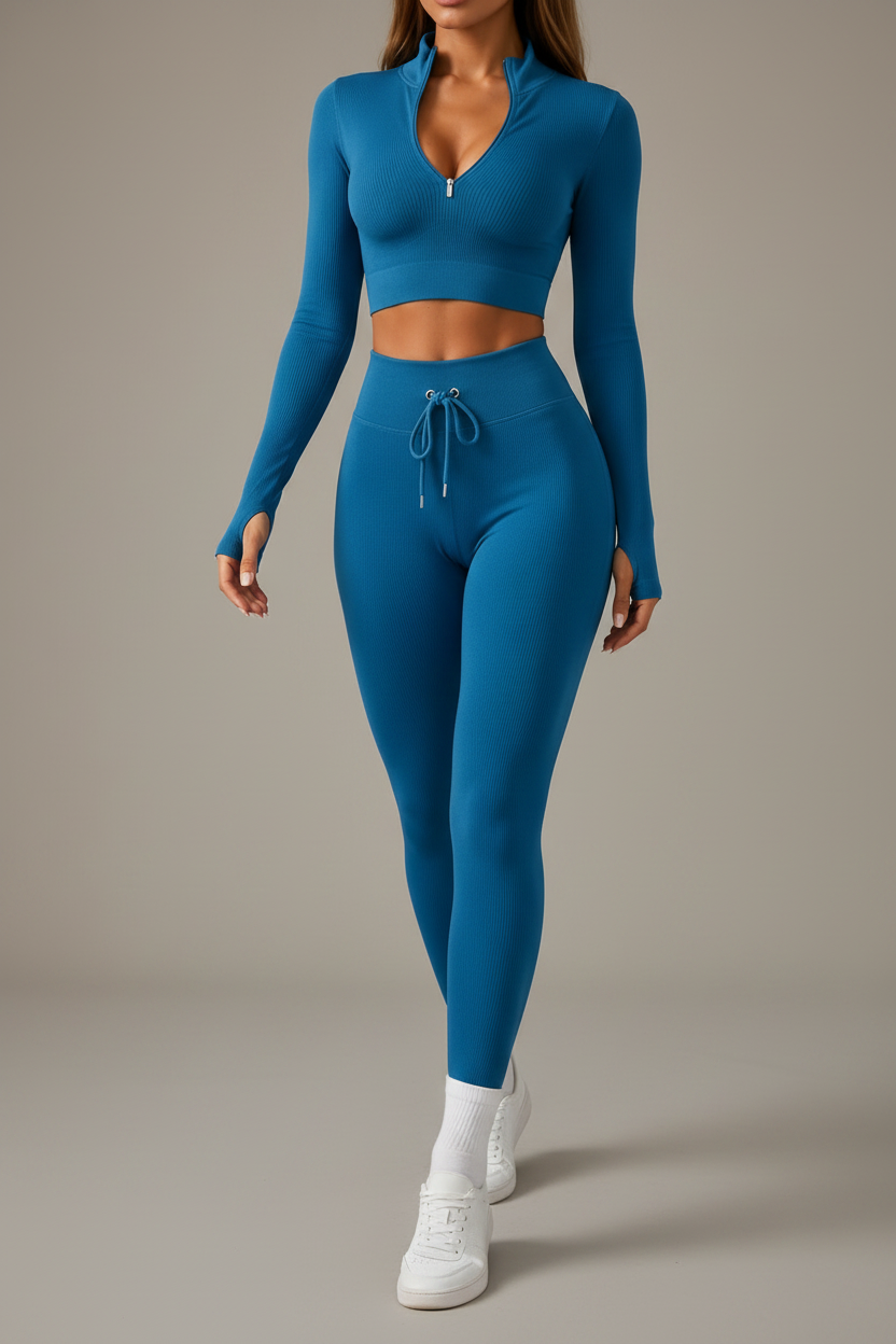 Women’s Zipper Yoga Tracksuit Set Long Sleeve Activewear