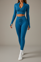 Women’s Zipper Yoga Tracksuit Set Long Sleeve Activewear