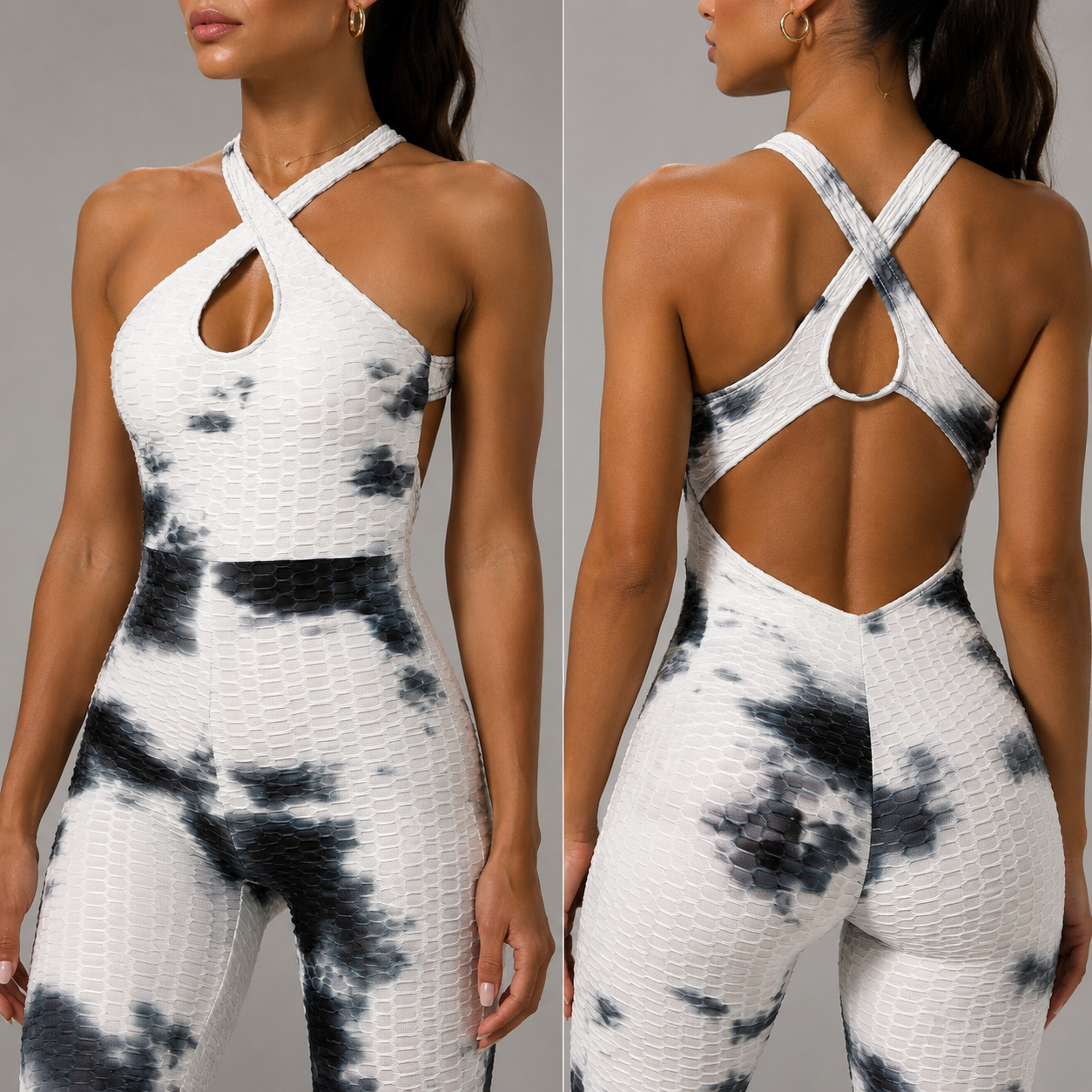 Women’s Backless Printed Yoga Jumpsuit Bodysuit