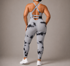 Tie-Dye Crisscross Back Active Jumpsuit