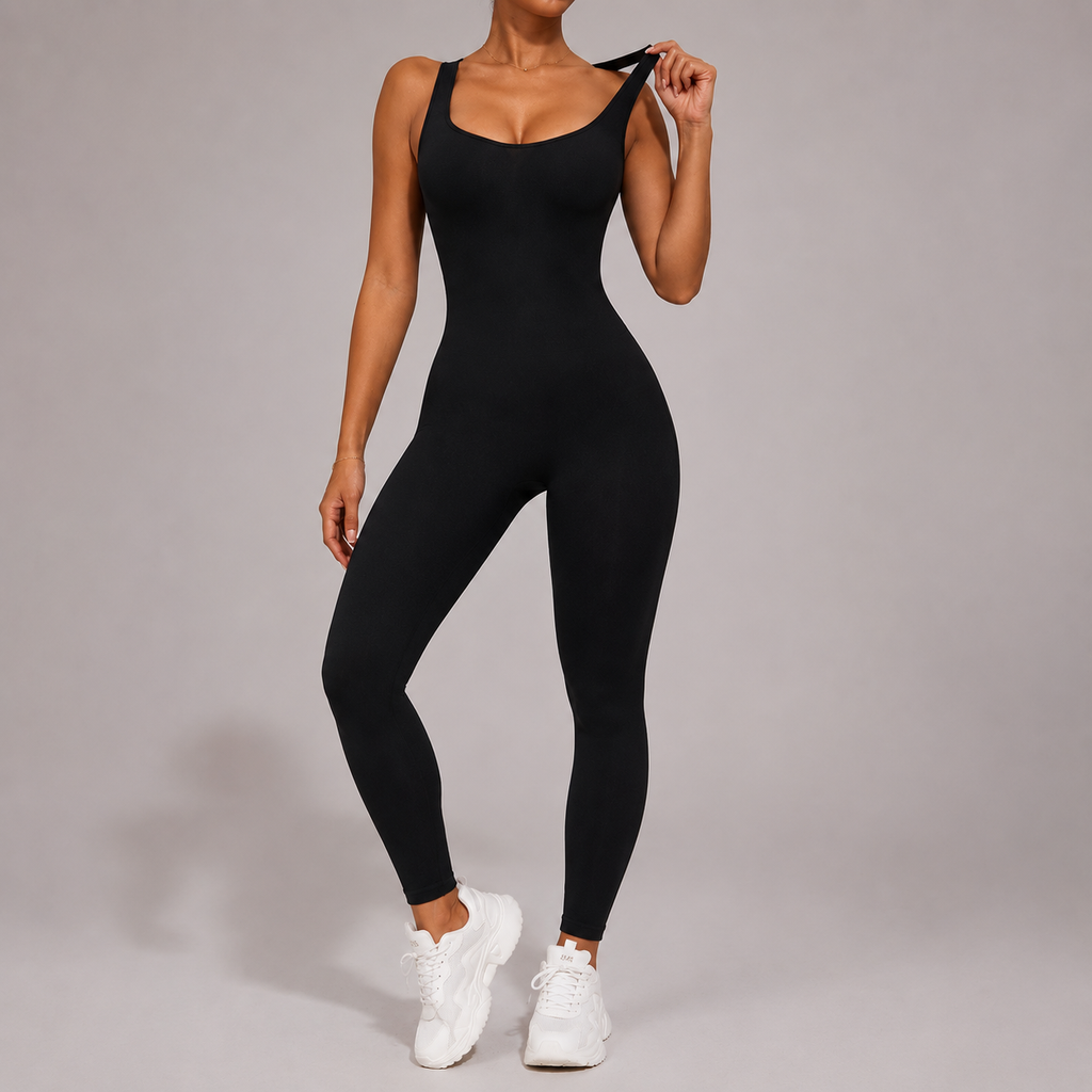 Women’s Cutout Wide Strap Active Jumpsuit