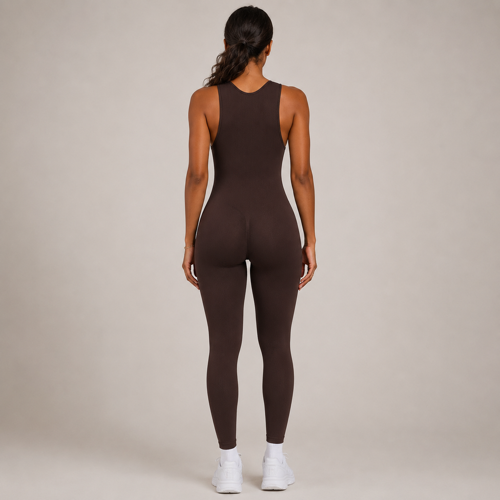 Half Zip Wide Strap Active Jumpsuit for Women
