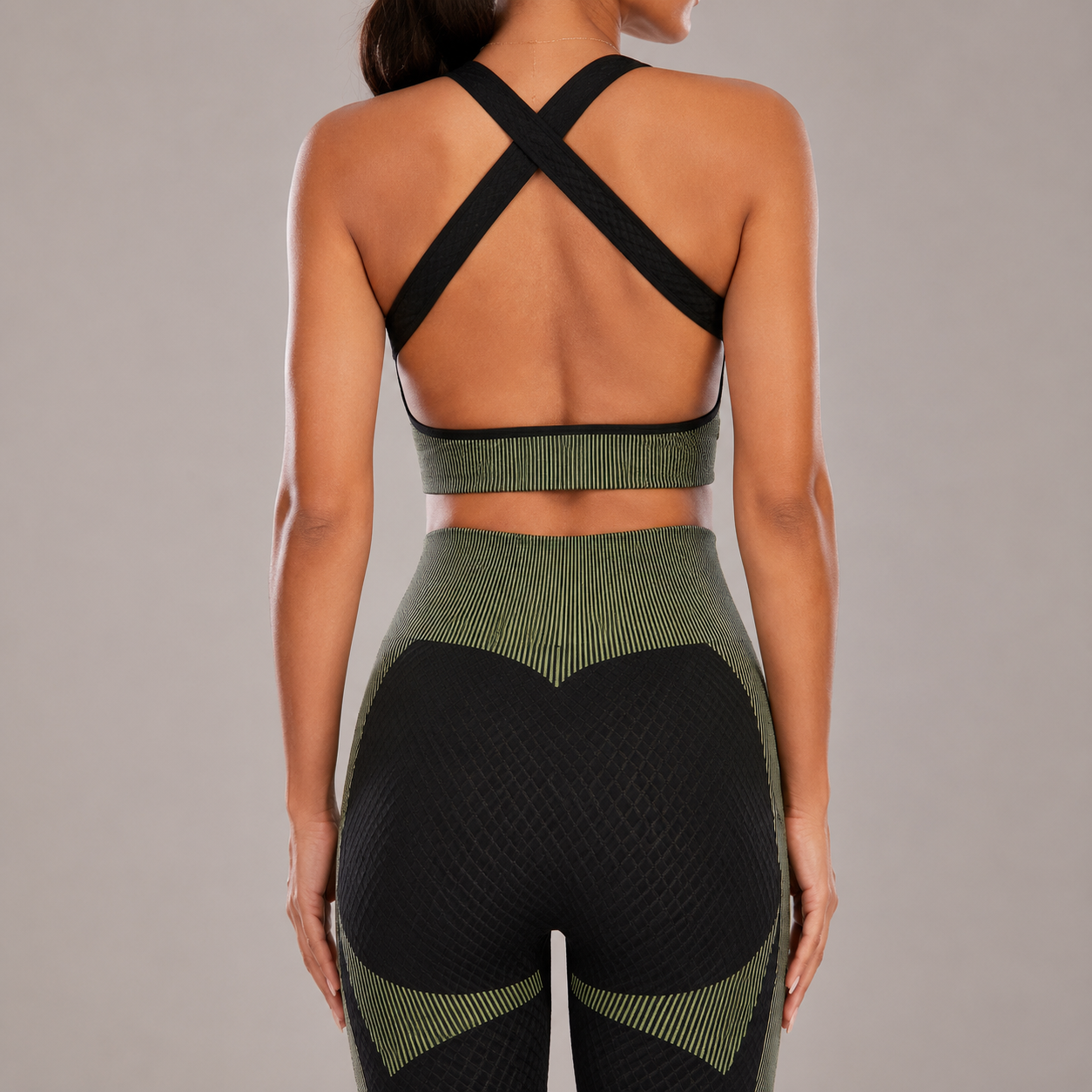 Two Piece Seamless Yoga Clothing Suit Women's Yoga Clothing Knitted Hip Lifting Stretch Running Sports Fitness Clothing