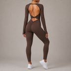Twist Front Backless Long Sleeve Jumpsuit