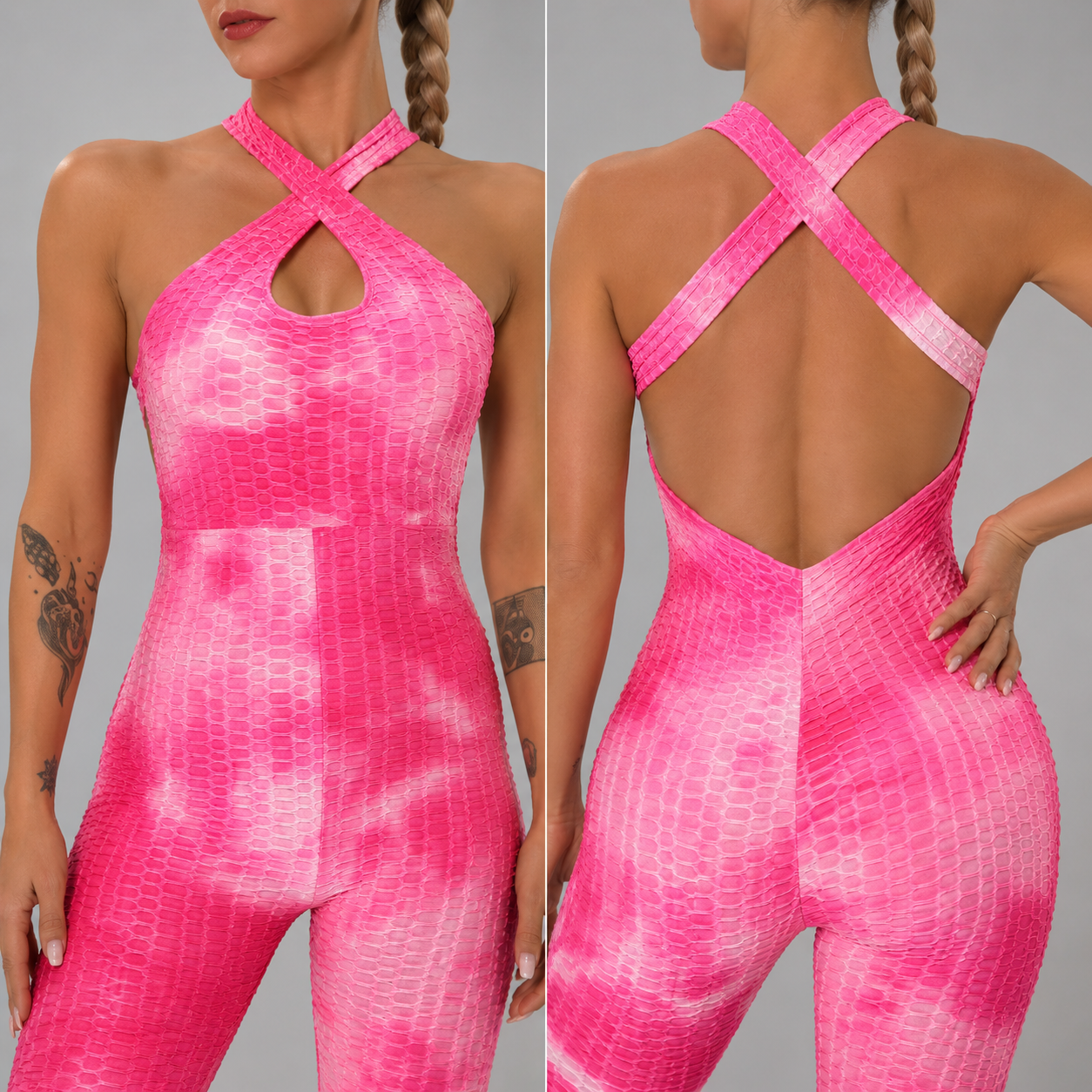 Women’s Backless Printed Yoga Jumpsuit Bodysuit